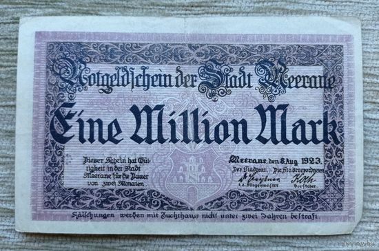Werty71 Германия Веймар 1000000 марок 1923 Мееран банкнота 1 миллион 1 000 000 Меран Мирана банкнота гроссгельд