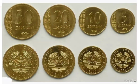 Таджикистан набор монет 5, 10, 20, 50 дирам. Коллекционный набор в качестве UNC-Proof! Предложи свою цену или обмен!