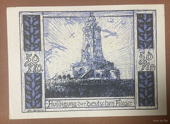 Нотгельд 50 пфеннигов 1921 год. Бад-Франкенхаузен-ам-Киффхойзер. Веймарская республика