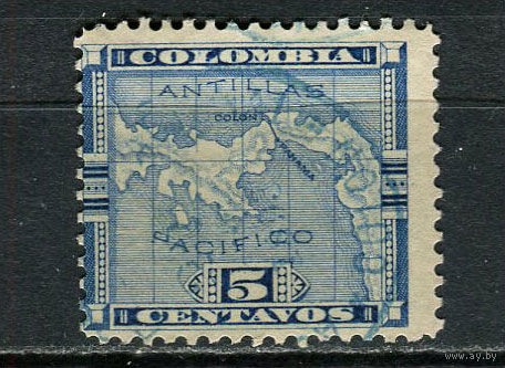 Панама в составе Колумбии - 1892/1896 - Карта 5С - [Mi.14] - 1 марка. Гашеная.  (Лот 21Ju)-T25P8