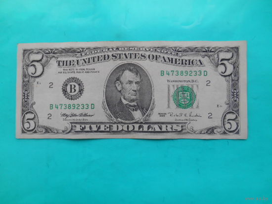 США 5 долларов 1995 г "B"