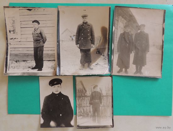 Фото "Железнодорожники", 1945-1946 г., г. Барановичи, Лунинец (5 шт)