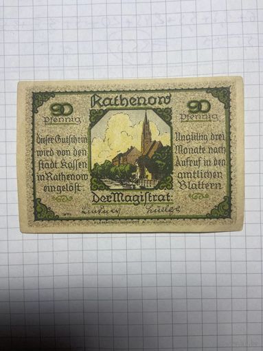 90 пфенингов (нотгельды) г. Германия.-1412