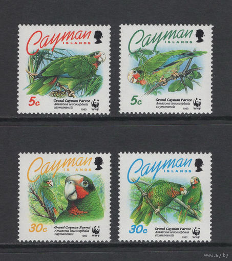 Каймановы Острова 1993** WWF Фауна Птицы Попугаи #690-693