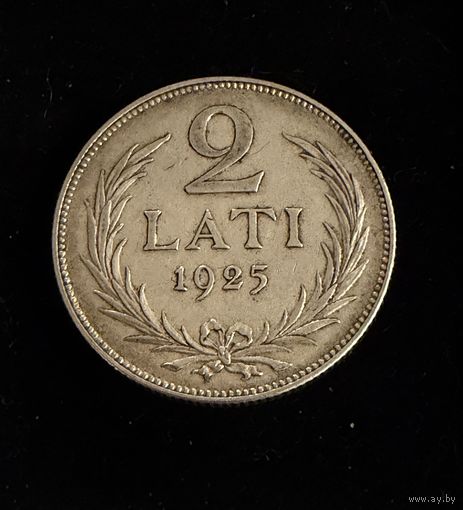 2 лата 1925 г.  Латвия.  Серебро