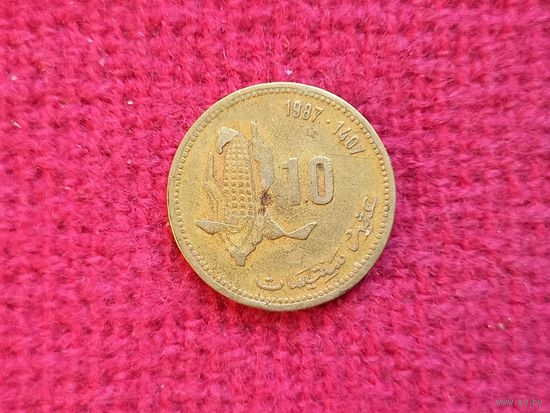 Марокко 10 сантимов 1987 г.