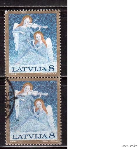 Латвия-1994 (Мих.383)  гаш. , Рождество, пара