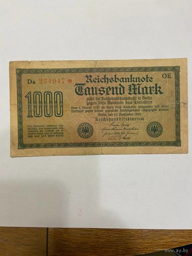 Германия 1000 марок 1923 г. Кайзеровская империя-0801