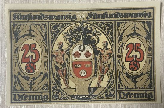 Нотгельд , 25 пфеннигов, Кронах 1921 год. Веймарская республика