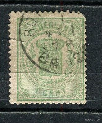 Нидерланды - 1869/1871 - Герб 1С - (есть тонкое место и надрыв) - [Mi.15B] - 1 марка. Гашеная.  (Лот 12JN)-T4P1