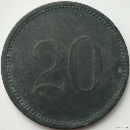 Kriegsgeld. Военные деньги. Гунценхаузен. Бавария. 20 пфеннигов. Без даты.