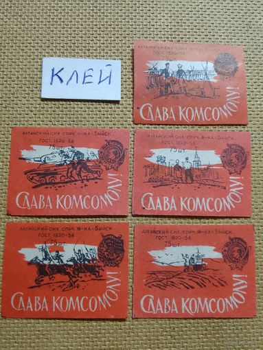 Спичечные этикетки ф.Бийск. Слава комсомолу
