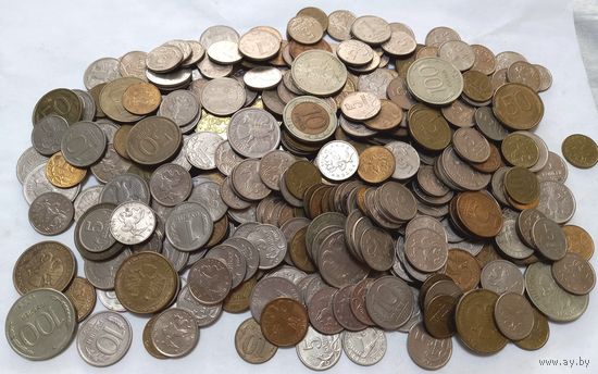 Монеты России 400 штук.Вес 1,2 кг.