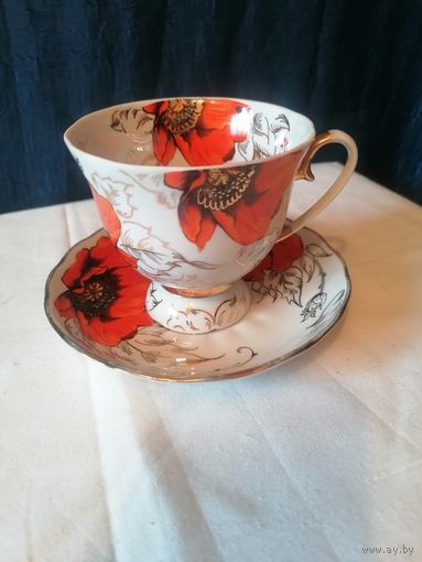 Чайная пара, фарфор, Добруш, клеймо