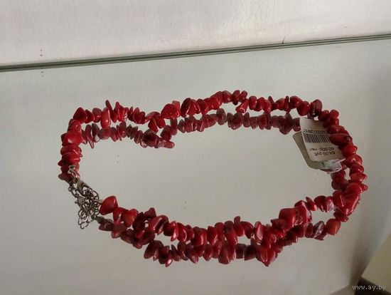 Бусы коралл крупная крошка 45 см.