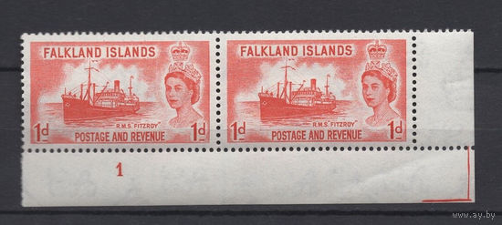 Фолклендские острова /Falkland Islands 1955** Грузовое судно-рефрижератор "Фицрой", Королева Елизавета II  Mi#118