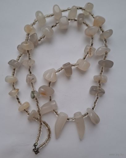 Бусы "Зубы дракона".  Сотуар.  Камень. Агат. СССР