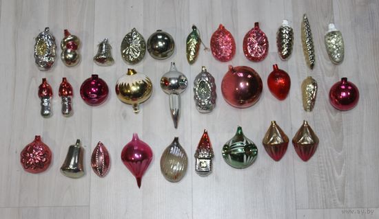 Набор новогодних елочных игрушек, из СССР, 30 шт.