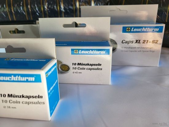ТОРГ! Капсулы для монет Leuchtturm CAPS 38 мм * 10 штук! Целая упаковка! Германия, Лёйхтурм, Leuchtturm! ВОЗМОЖЕН ОБМЕН!