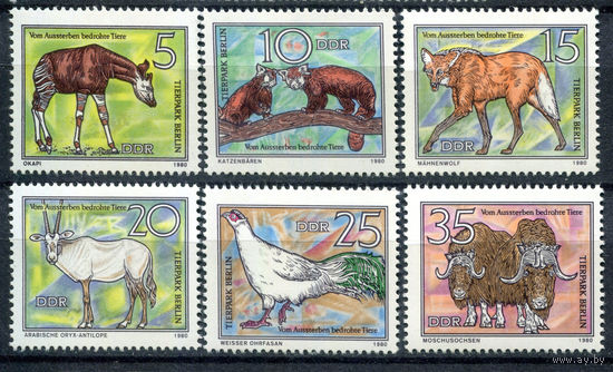 ГДР - 1980г. - Животные под угрозой исчезновения - 6 марок - полная серия, MNH [Mi 2522-2527]. #O-Se-Z-1-36