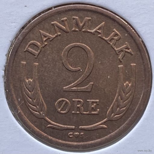 Дания 2 эре 1965 г. Бронза. В холдере