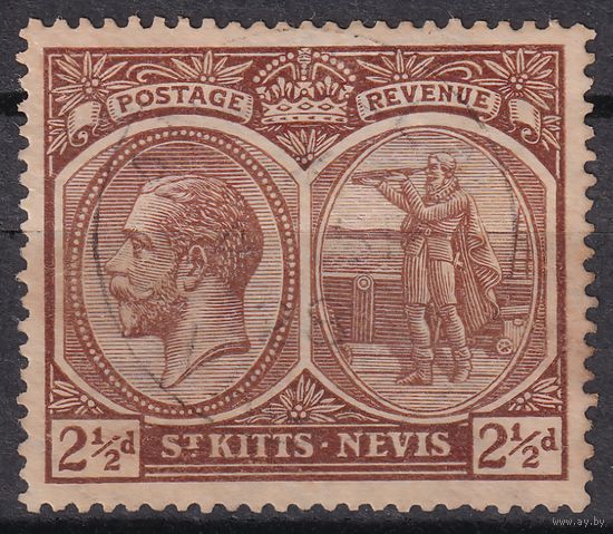 179.BrK. Великобритания. Колонии. Сент Китс и Невис. Георг V. 1922 г. 2 1/2d. Mi.#44.