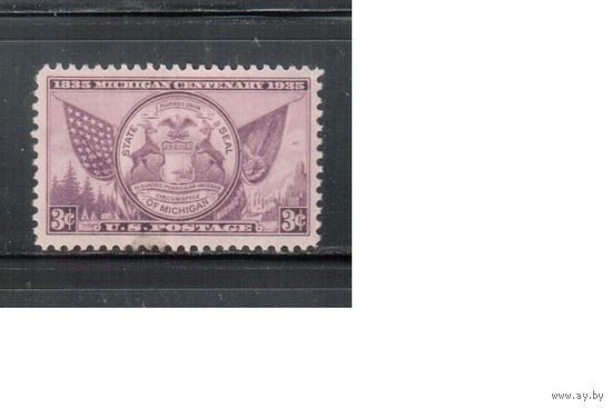 США-1935, (Скотт.775), **, Герб, Штат Мичиган (Одиночка)