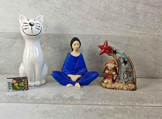 Статуэтки кот девушка ночник