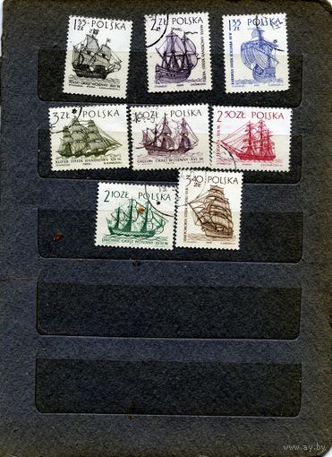 ПОЛЬША, 1964,  ФЛОТ ПАРУСНИКИ, Серия 8м  гашеная