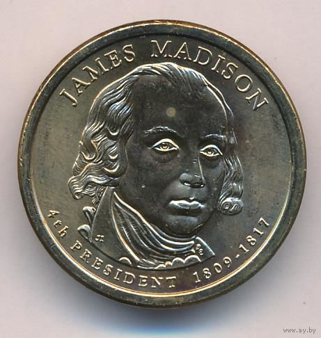 1 доллар США 2007 год 4-й Президент Джеймс Мэдисон двор Р _состояние аUNC