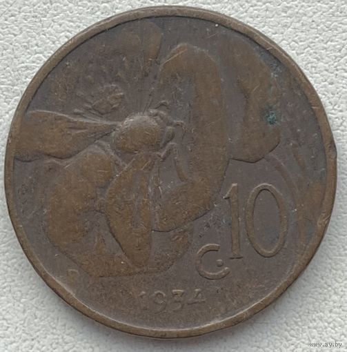 Италия 10 чентезимо 1934 г.