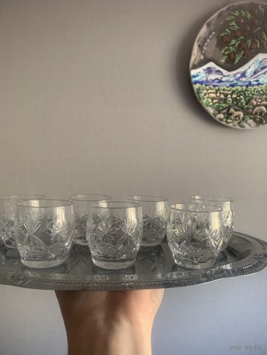 Винтажные хрустальные рюмочки, 9 штук, идеальное состояние