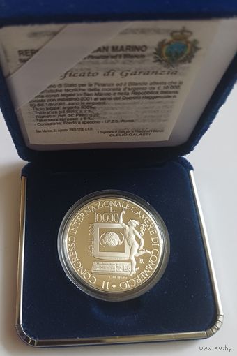 10.000 лир. 835 пр., 2001г Всемирный конгресс международной торговой палаты.Сан-Марино.Тираж 19.987