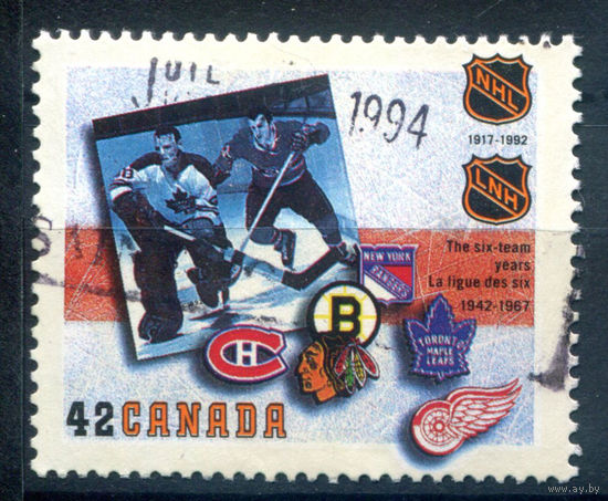 Канада - 1992г. - хоккей - 1 марка - гашёная [Mi 1326]. #3-WB-96-B-2