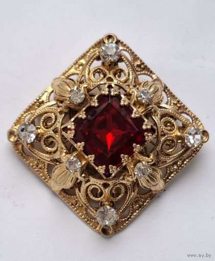 Брошь с крупным кристаллом. 50-е годы,  Чехословакия