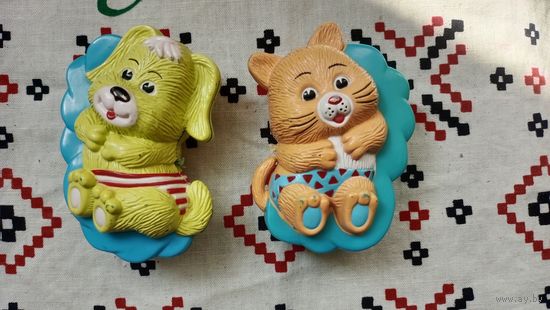 Игрушки-погремушки ГДР конец 80-х Собачка и Котик
