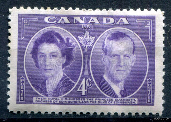 Британские колонии - Канада - 1951г. - визит принцессы Елизаветы и принца Эдинбургского - 1 марка - полная серия, MH [Mi 270]. #3-WB-100-A-2