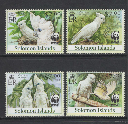 Соломоновы Острова 2012** WWF Фауна Птицы Попугаи #1676-1679