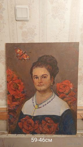 Лагун Владимер Андреевич 1922-2004г Член С/Х БССР дсп/масло " жена художника" р 59-46см