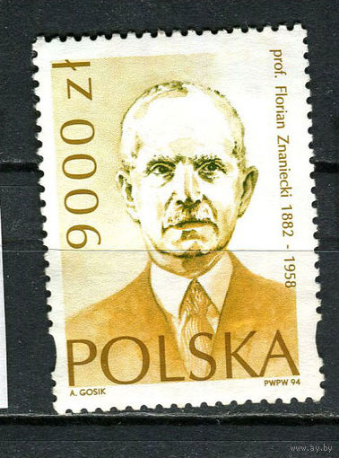 Польша - 1994 - Флориан Знанецкий - (пятна на клее) - [Mi. 3498] - полная серия - 1 марка. MH.  (Лот 87HM)-T2P14
