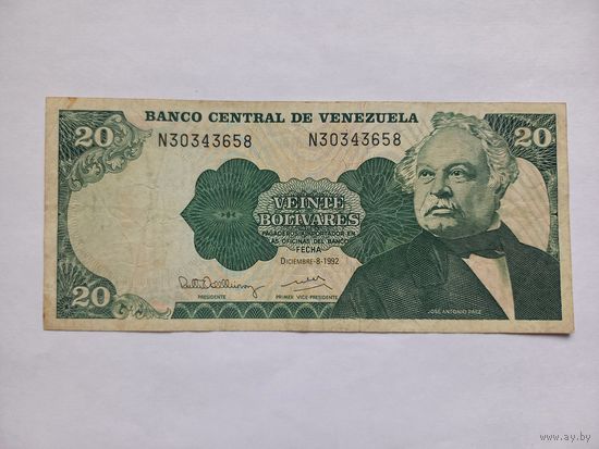 Венесуэла 20 Боливаров 1992 г.