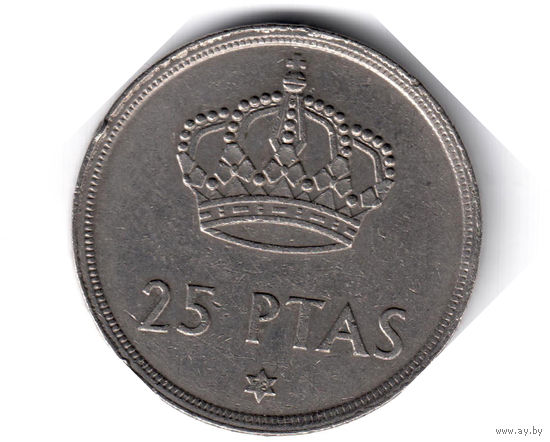 Испания. 25 песет. 1975 г. (78 внутри звезды)