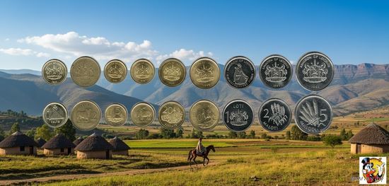 Лесото набор монет 1, 2, 5, 10, 20, 50 лисент; 1, 2, 5 лоти. UNС. Сторгуй за свою цену, предложи обмен!