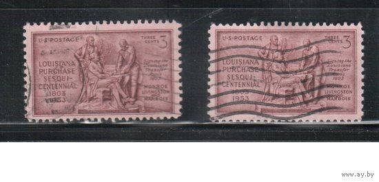 США-1953, (Мих.639), гаш. , Луизиана(одиночка),цена за 1 м на выбор