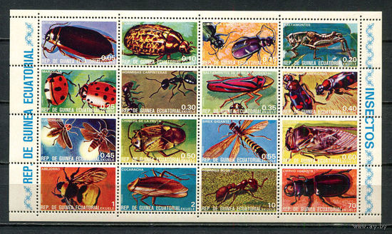 Экваториальная Гвинея - 1978 - Насекомые - [Mi. 1370-1385] - полная серия - 16 марок. MNH.  (Лот 58JB)-TG3P58
