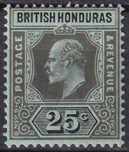 70.BrKCI. Великобритания. Колонии. Британский Гондурас. Стандарт. Эдуард. 1911 г. 25C. Mi.#61.