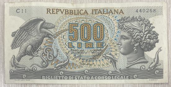 Банкнота Италия 500 лир 1966 год.