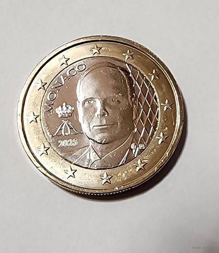 Монако 1 евро 2025 Князь Альбер II Регулярные. Новый чекан. UNC из ролла