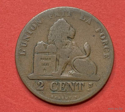 Бельгия, 2 цента 1860г.