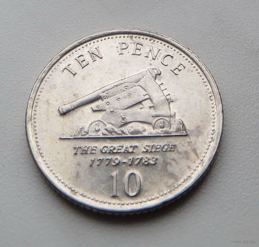 Гибралтар 10 пенсов 2007г. Средний портрет.